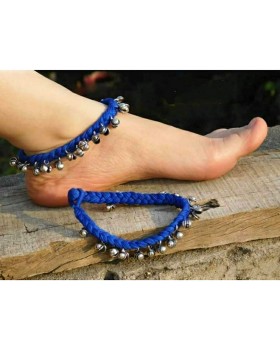 Alphabey's Tribal Style Royal Blue Threaded Anklets with Oxidized Ghungroo for Women and Girls Alphabey's Tribal Style Royal Blue Threaded Anklets with Oxidized Ghungroo for Women and Girls